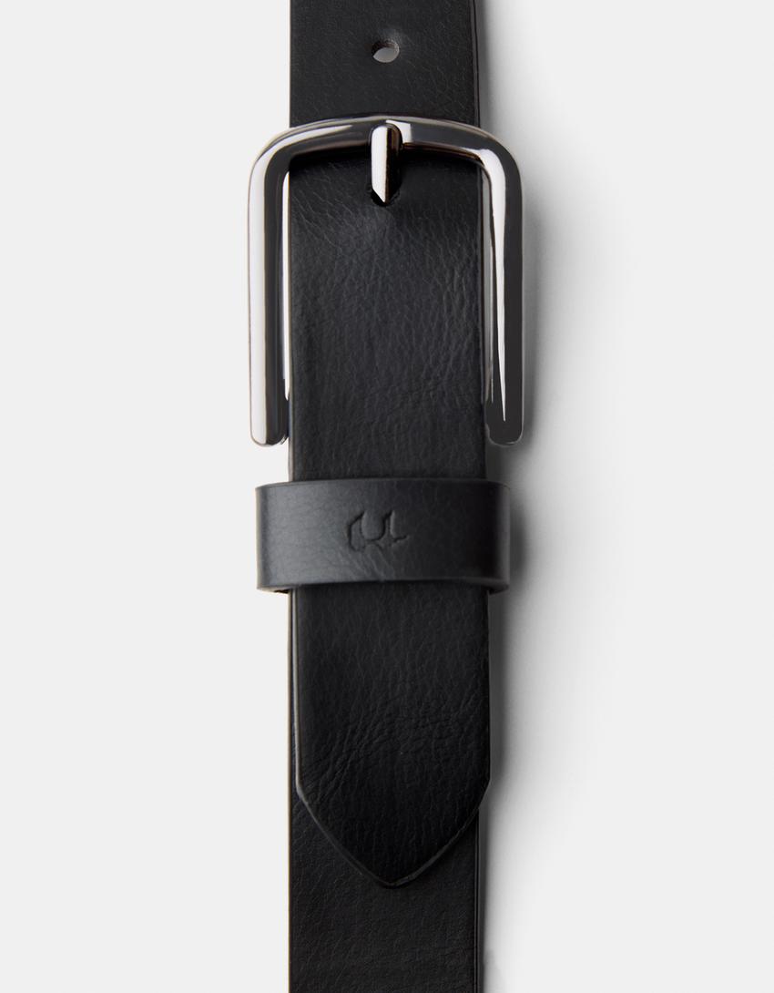 Thin faux leather belt-Black