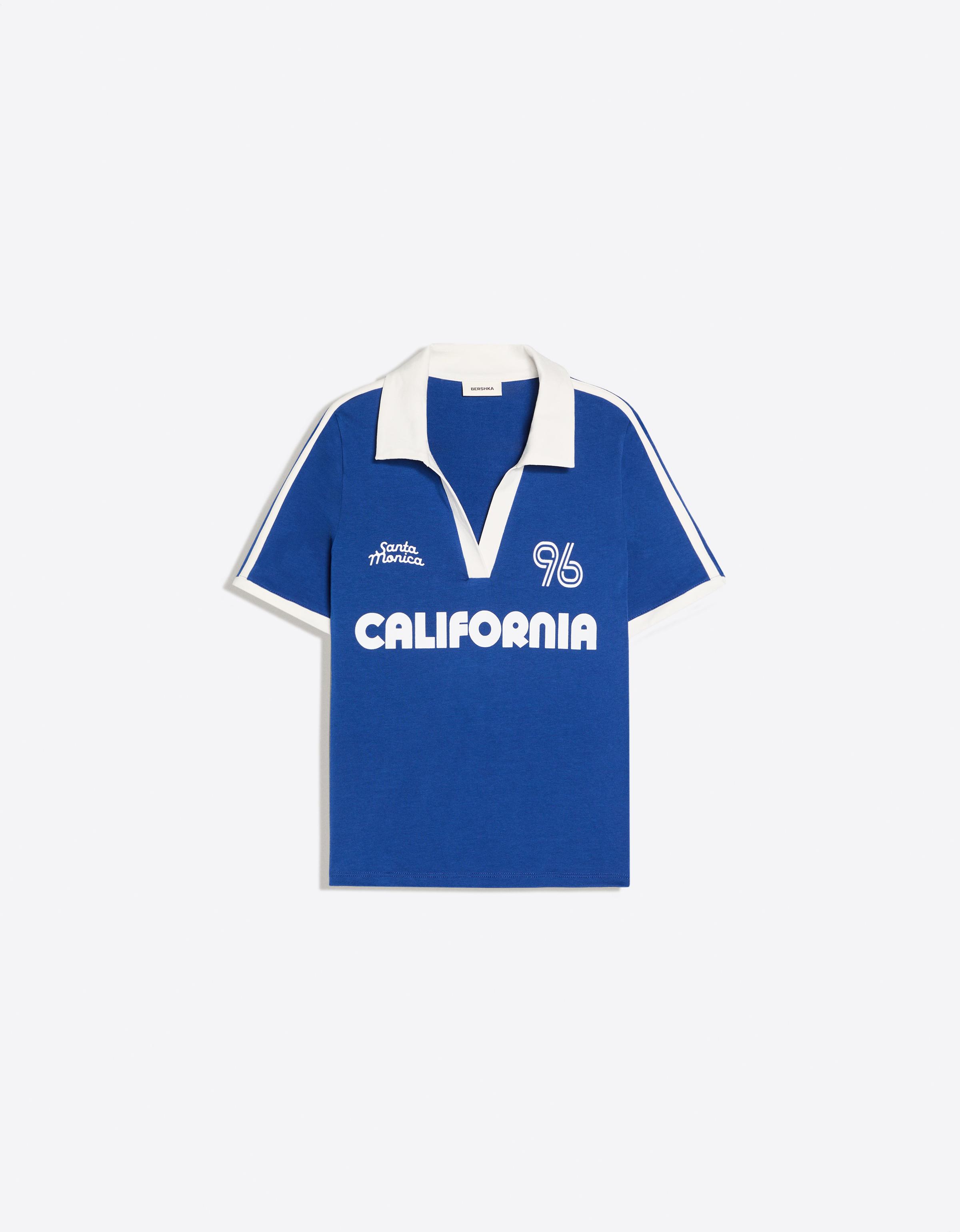 Short sleeve print polo shirt — Blue