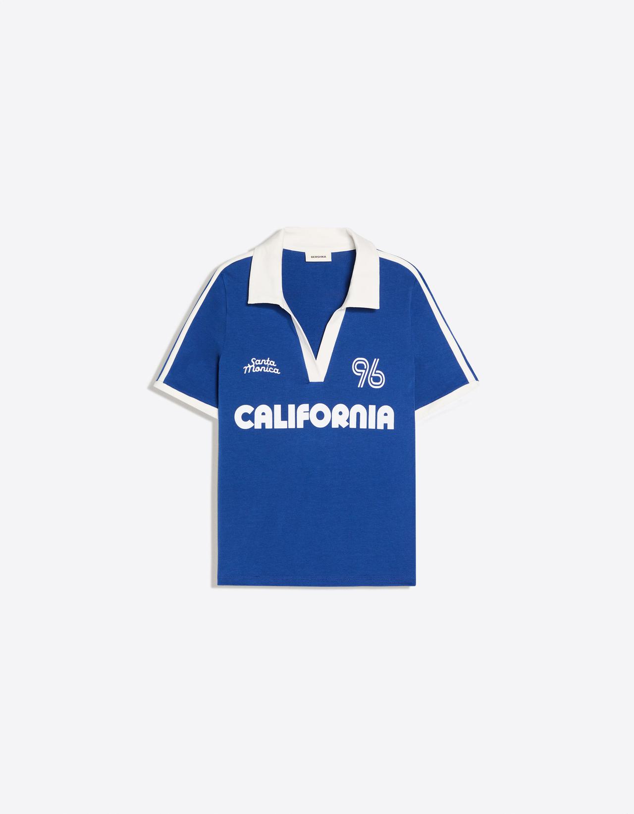 Short sleeve print polo shirt — Blue