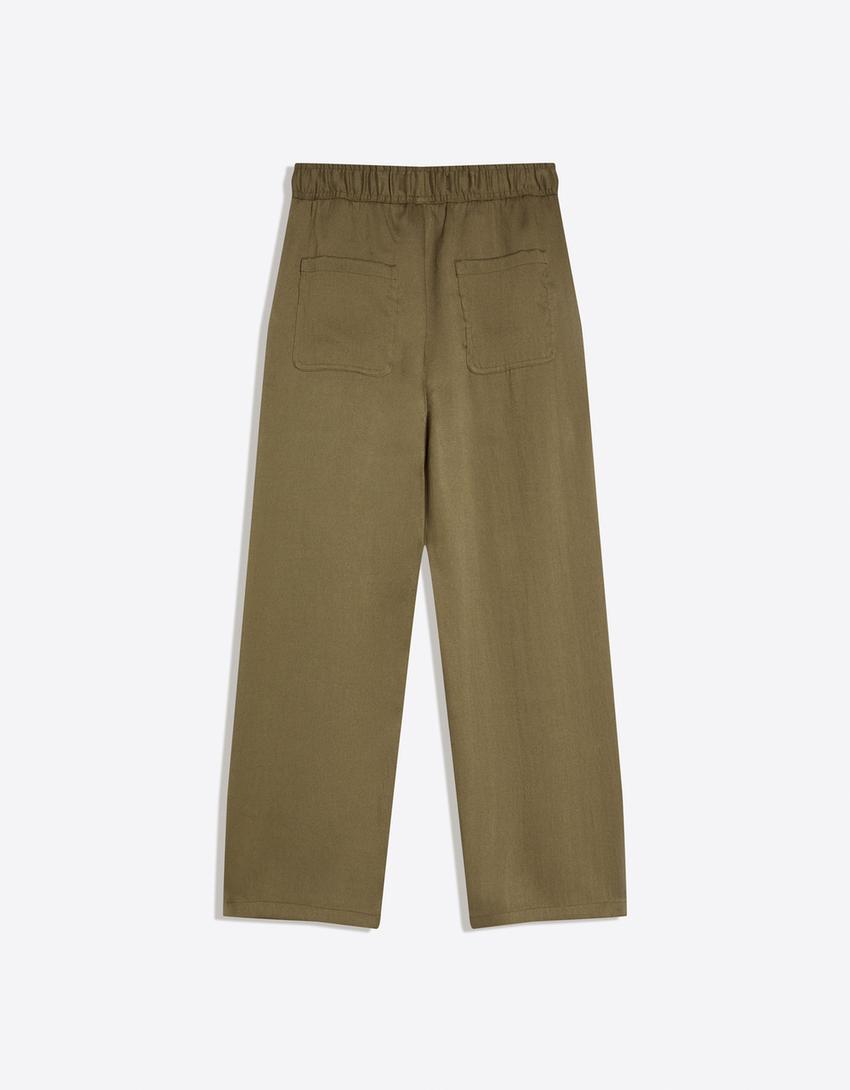 Rustic baggy trousers-Khaki