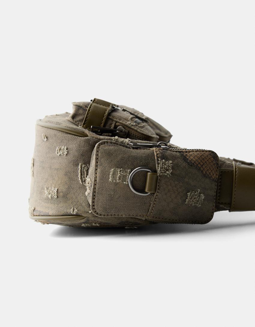 Multi-pocket shoulder bag-Khaki-2