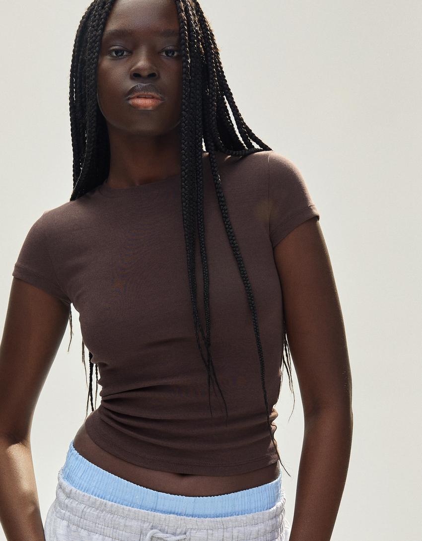 Футболка с круглым вырезом-Κоричневый