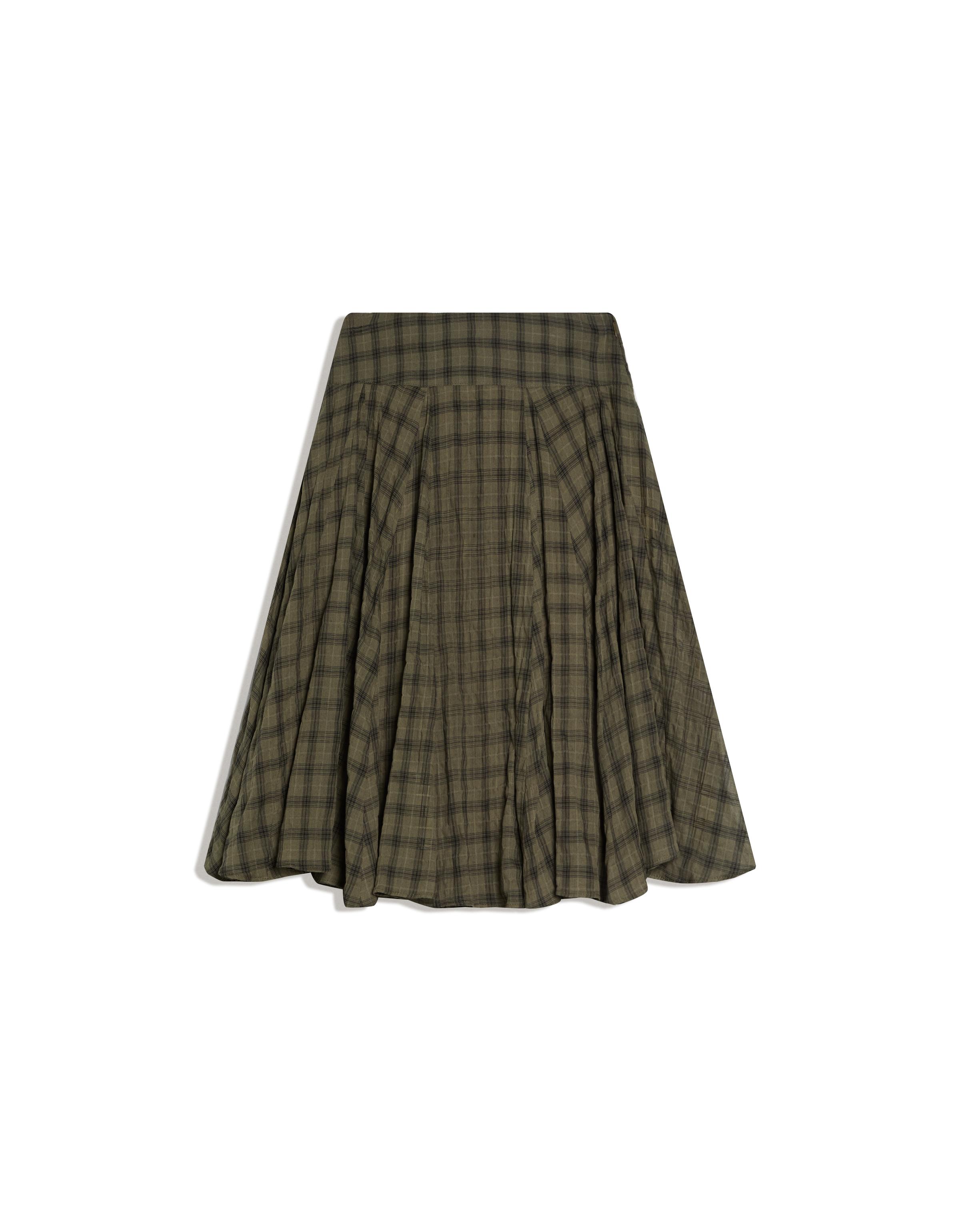 Ekose hacimli midi etek - Görsel 7