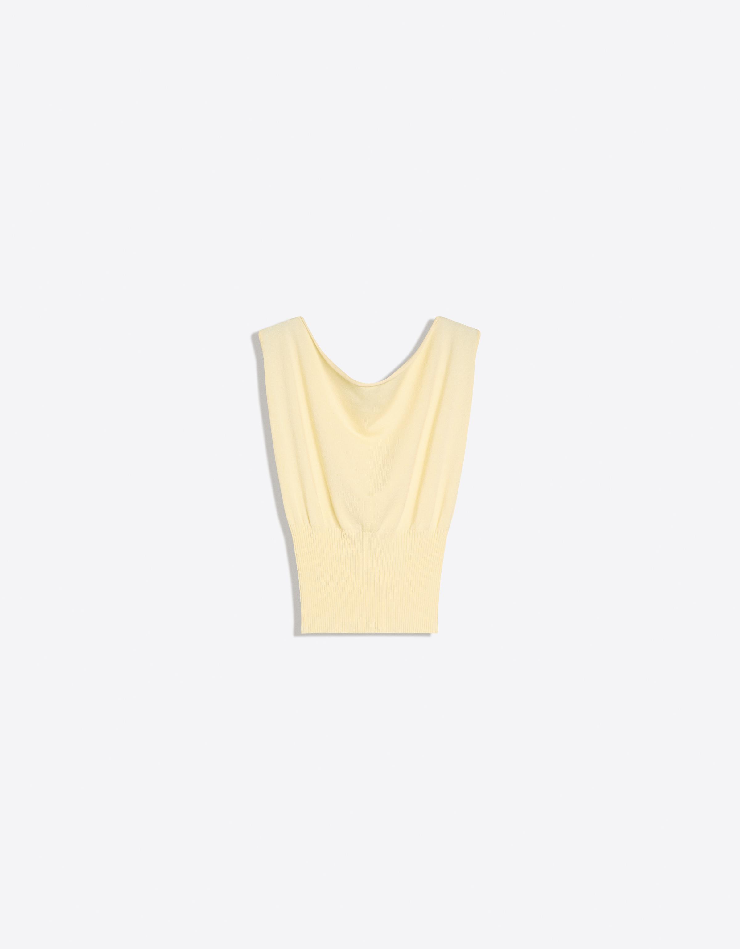 Knit boat neck top — Yellow
