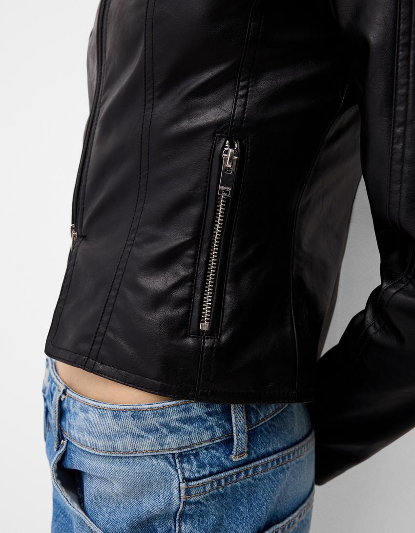 Blouson similicuir-Noir-5