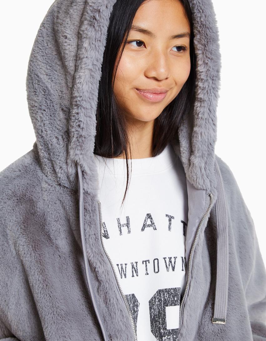 Gilet polaire capuche-Gris-2