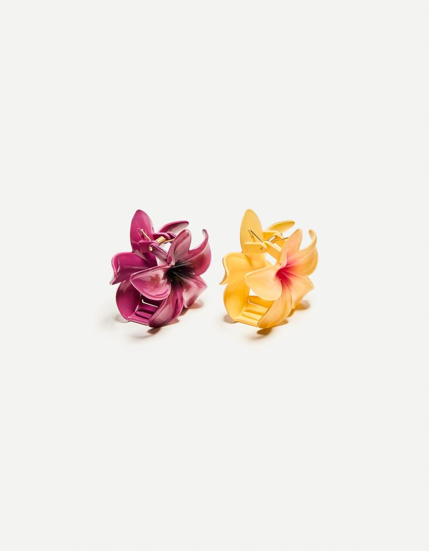 Lot 2 pinces fleur-Bordeaux