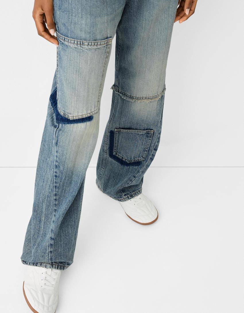 بنطال جينز عامل واسع-أزرق فاتح-3