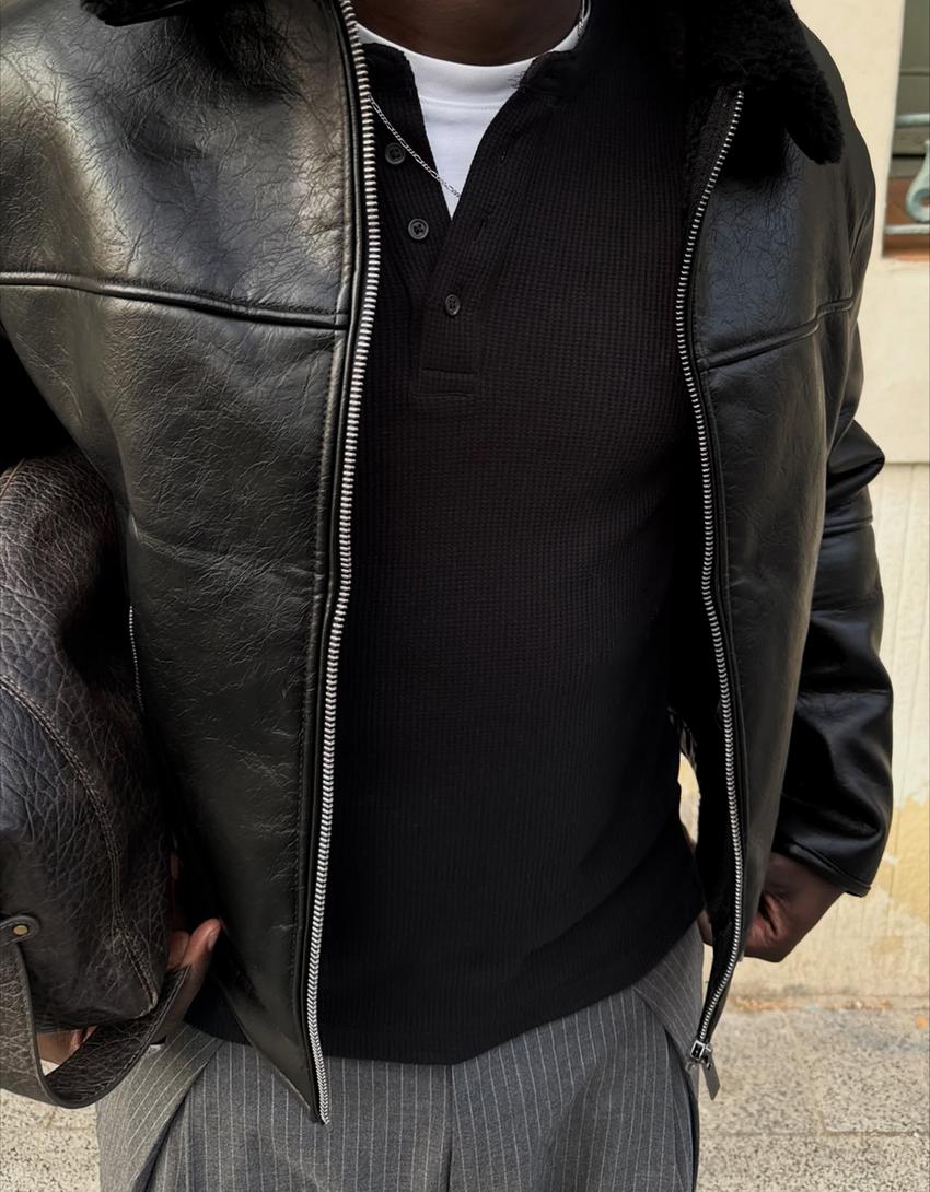 Blouson similicuir-Noir