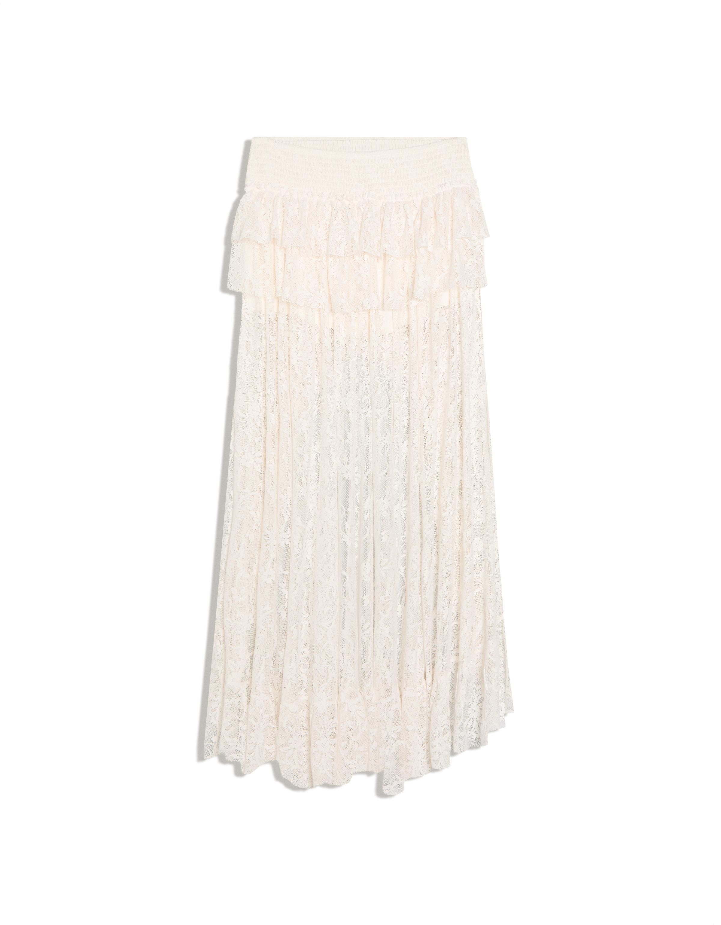Asymmetric lace midi skirt — Off white
