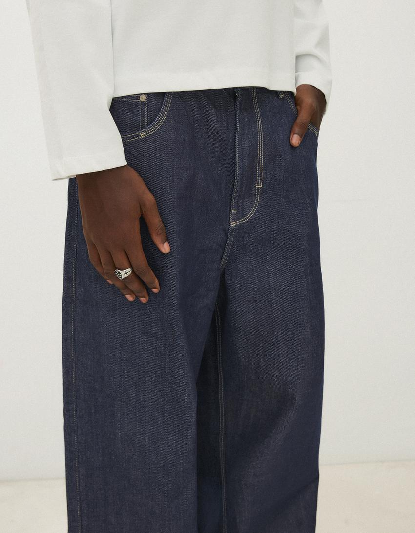 Super baggy fit jean-Denizci mavisi