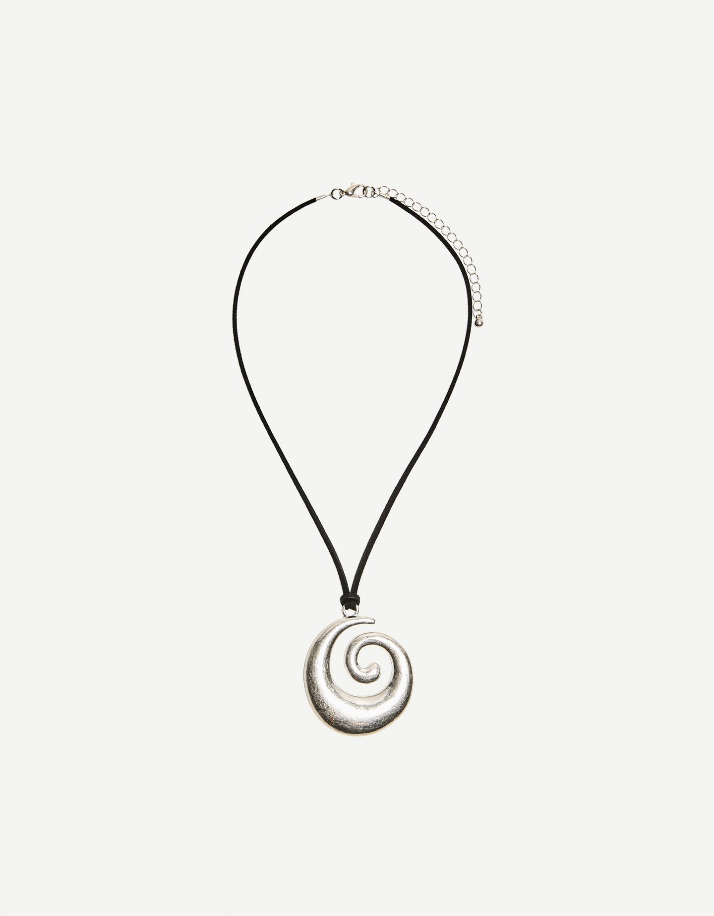 Bershka Collar Cordón Espiral Mujer Plata