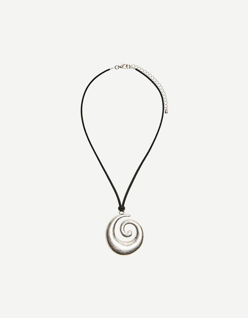 Spiral kordonlu kolye-Gümüş-2