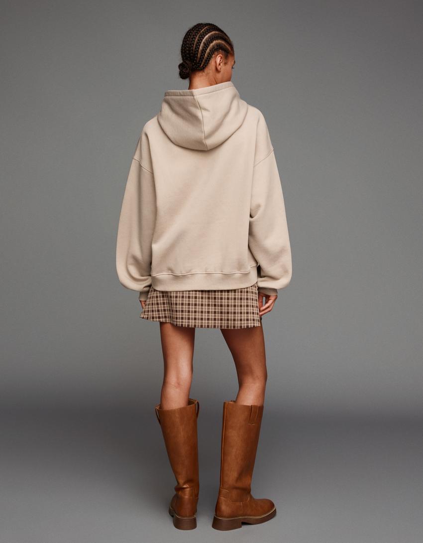 Sweat zippé à capuche imprimé-Gris