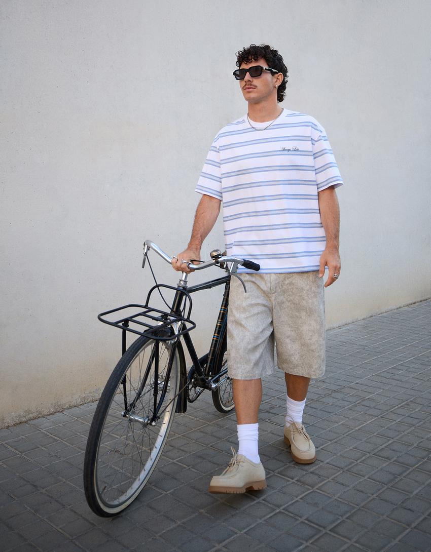 Printed Bermuda shorts-Grey