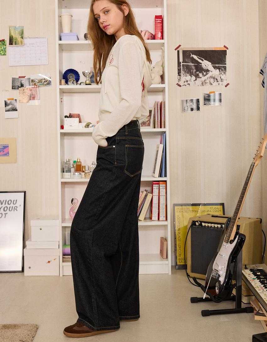 Jeans boyfriend tiro bajo-Gris oscuro