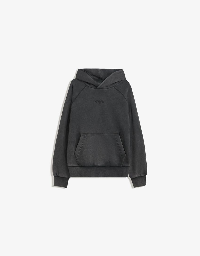 Boxy fit hoodie-Grey-4