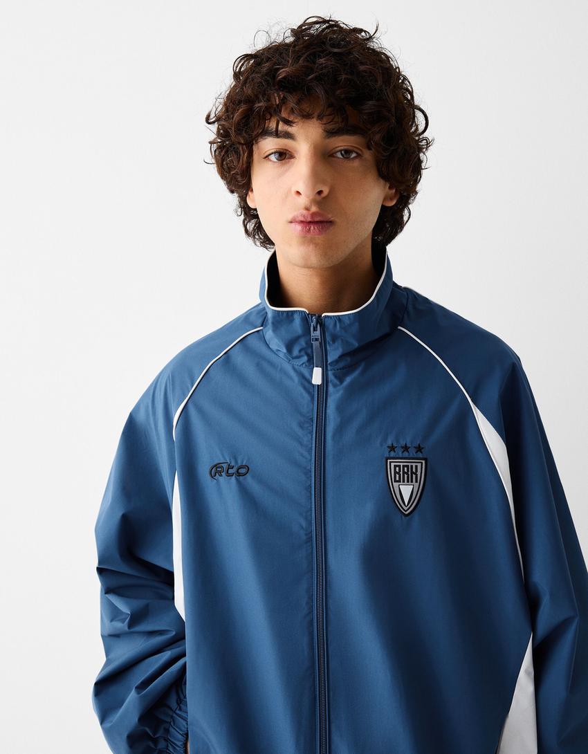 Blouson technique imprimé-Bleu-2