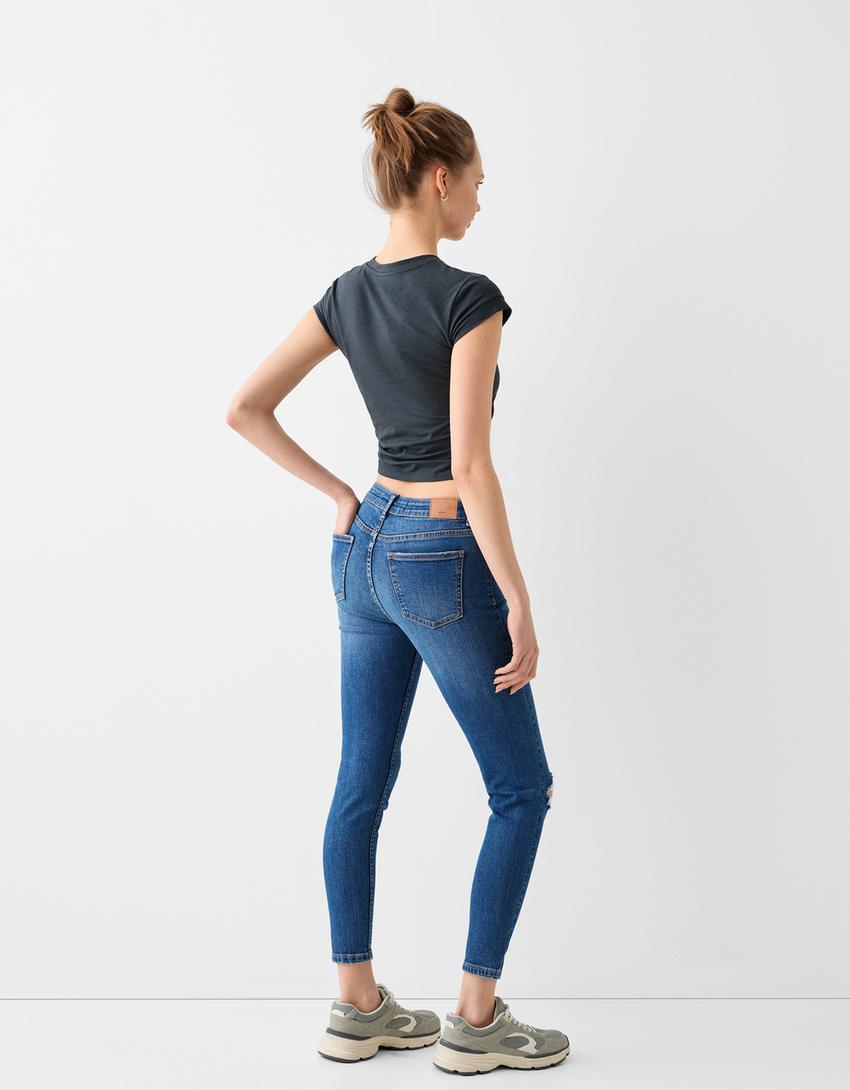 Low-waist skinny jeans-Blue-2