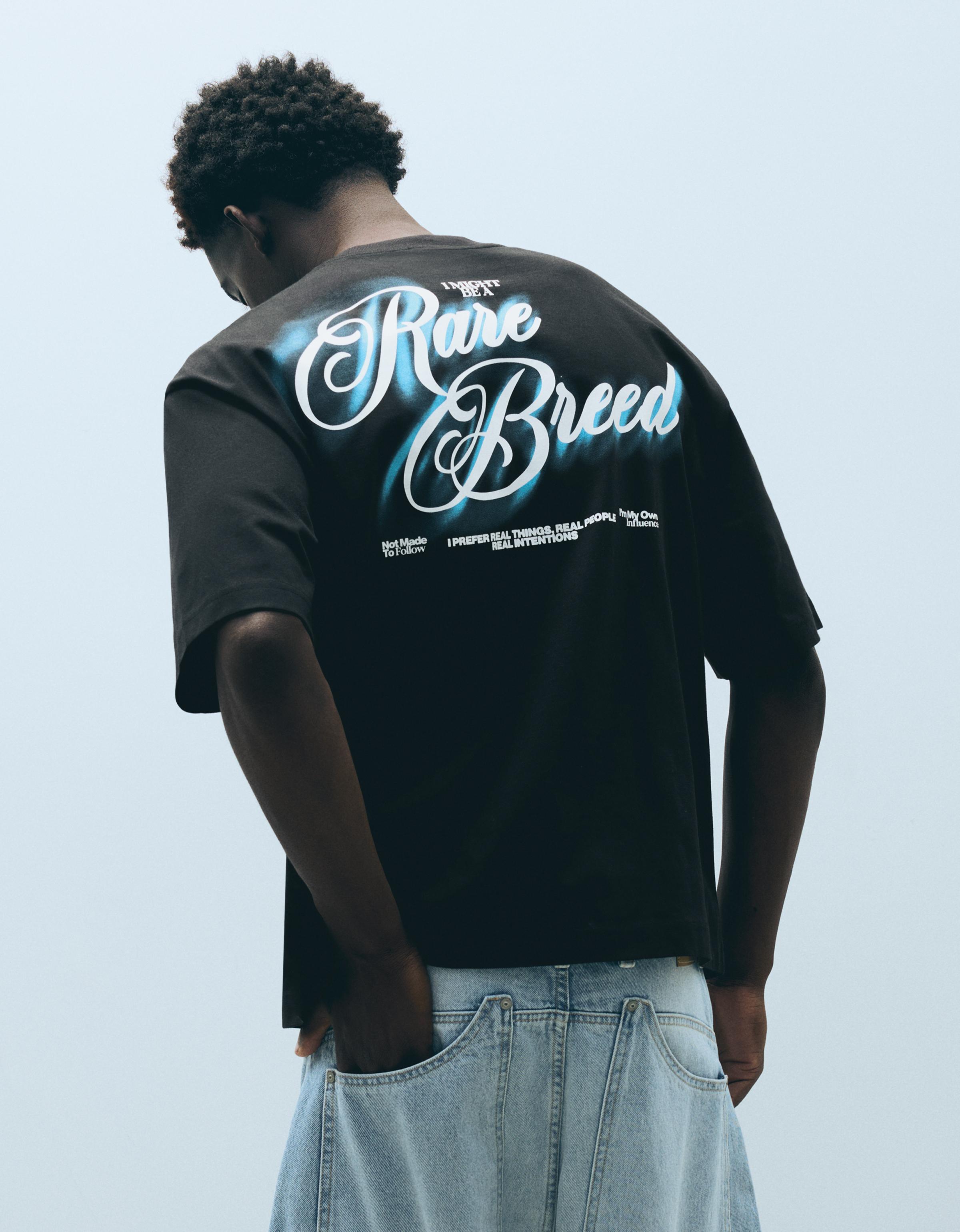 Short sleeve relaxed fit print T-shirt — Black
