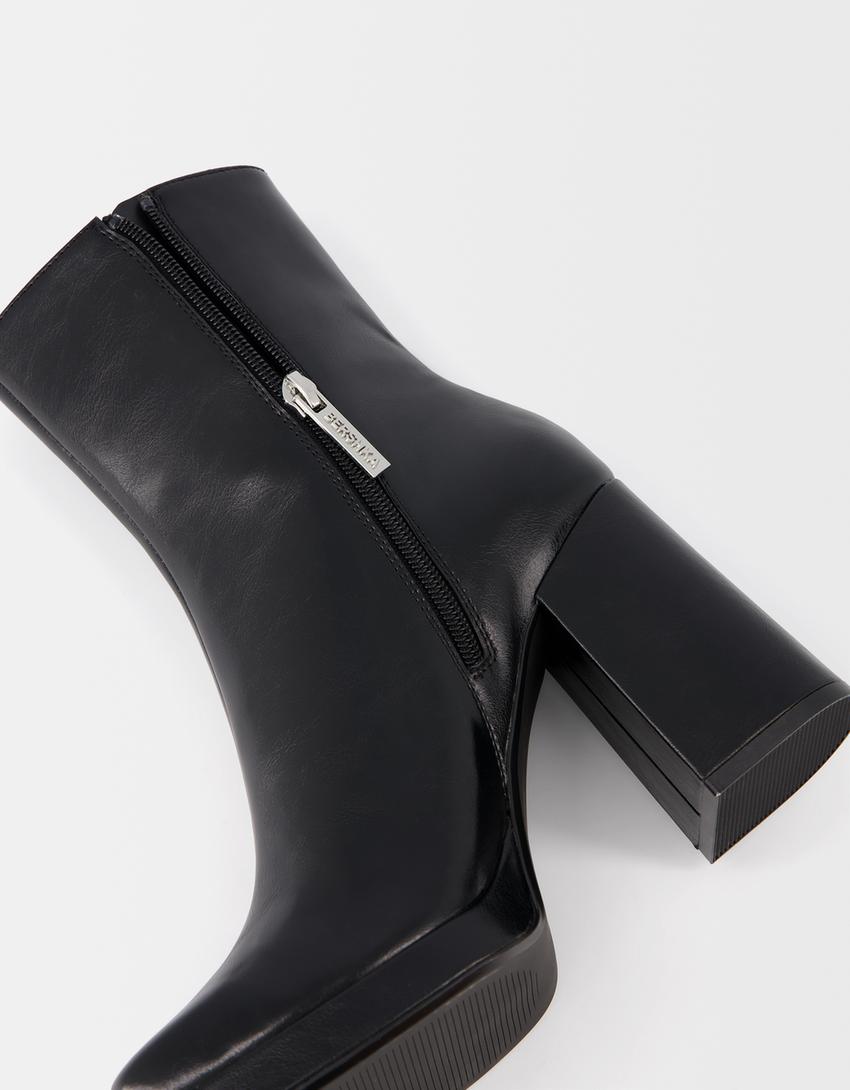 High-heel platform ankle boots - Women | Bershka