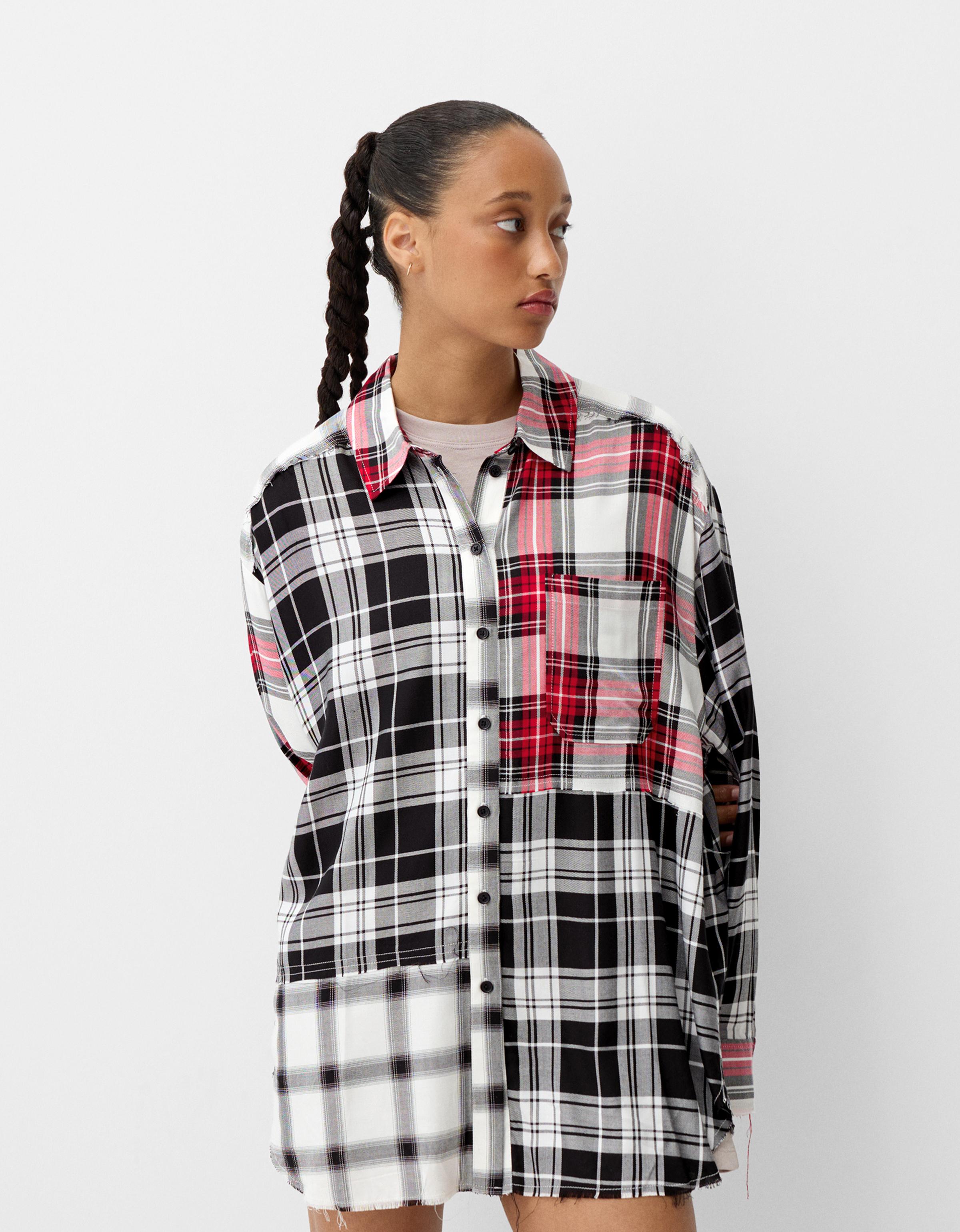 Bershka Oversize-Hemd Bershka X Beetlejuice Mit Karomuster Damen M-L Kombiniert