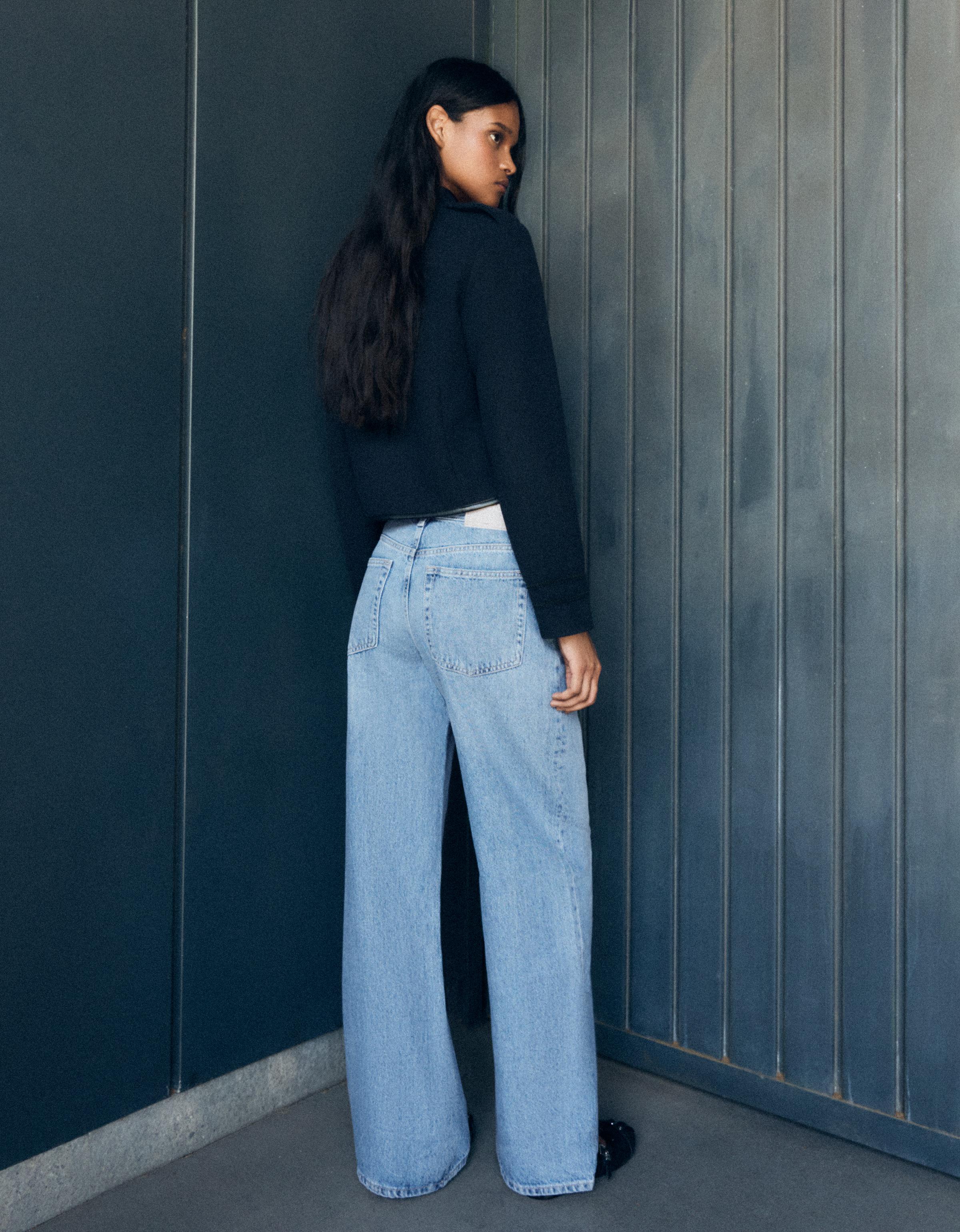 Bershka Kruvaze belli wide leg jean görsel 3