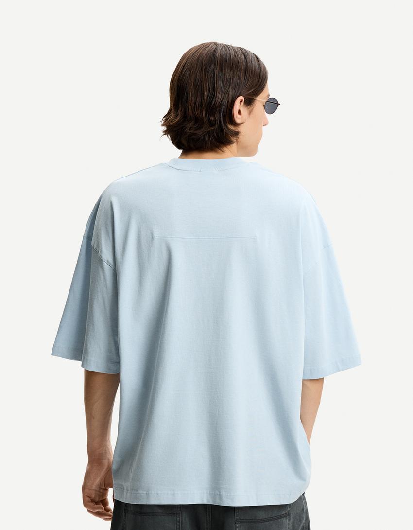 Oversize short sleeve T-shirt-Light blue