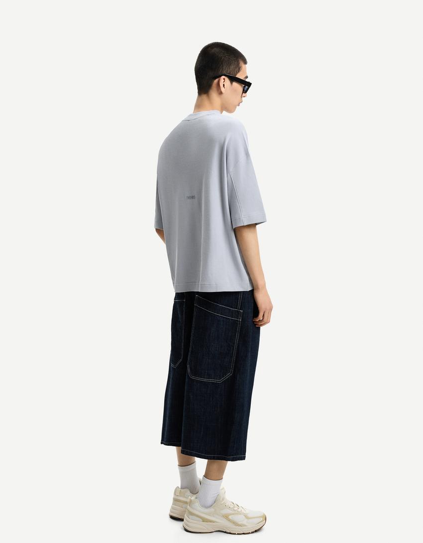 Boxy short sleeve T-shirt-Light blue