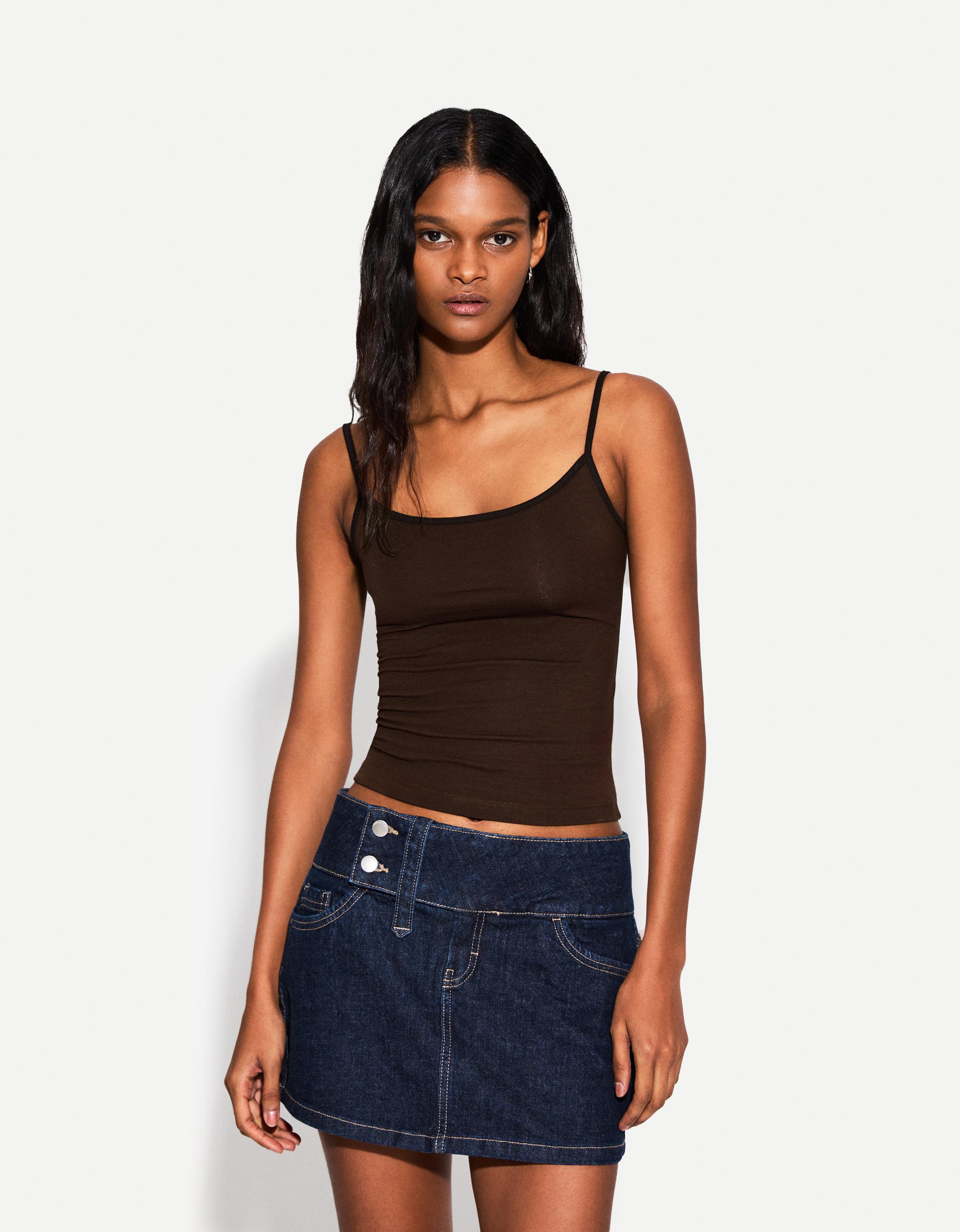 Bershka Trägertop Damen Xs Braun