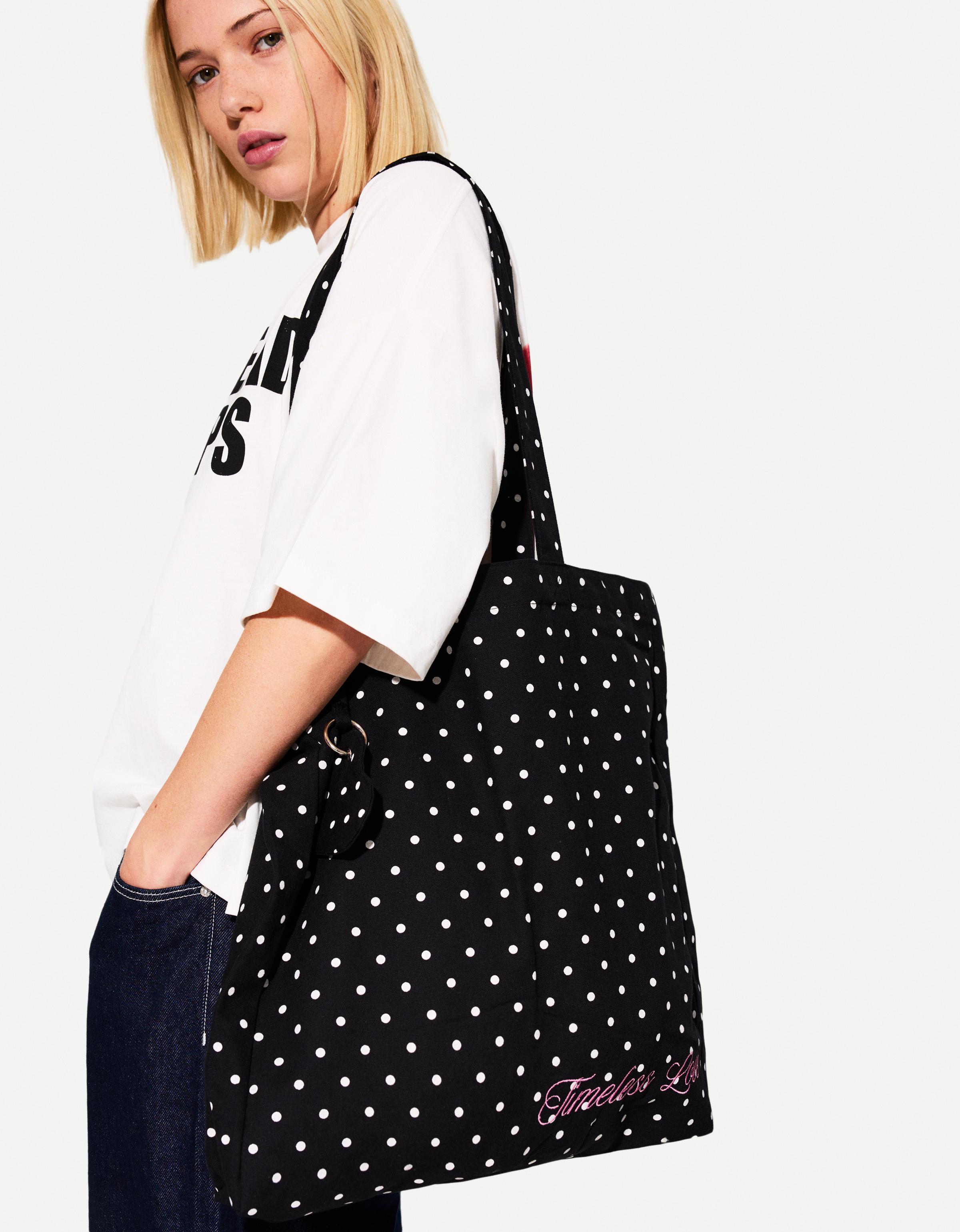 Bershka Shopper Mit Tupfen Damen Schwarz