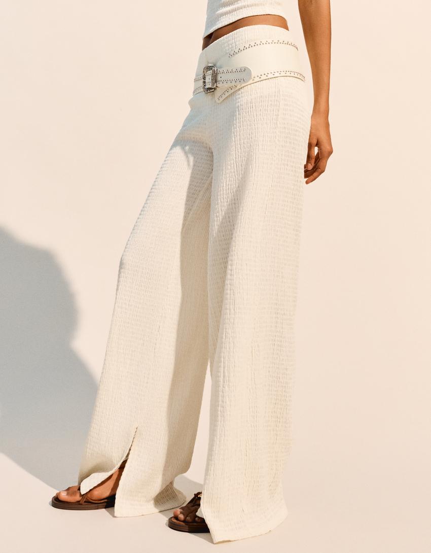 Pantalón wide leg textura-Rosa-1