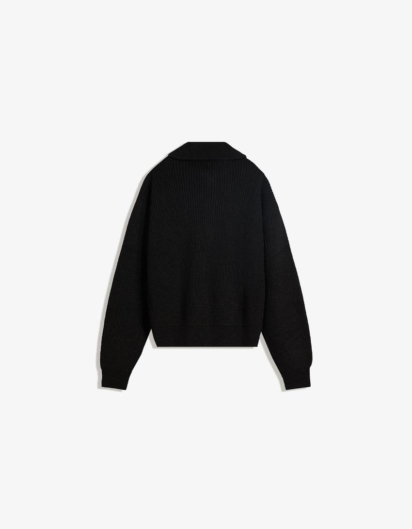 Veste zippée brodée-Noir-5
