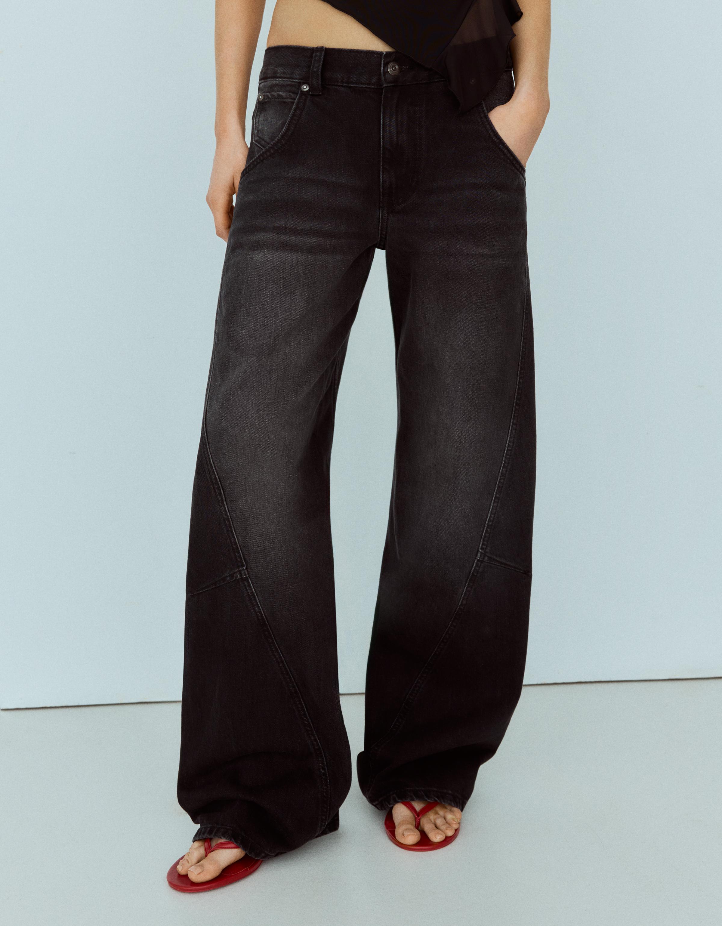 Low-rise barrel jeans — Black