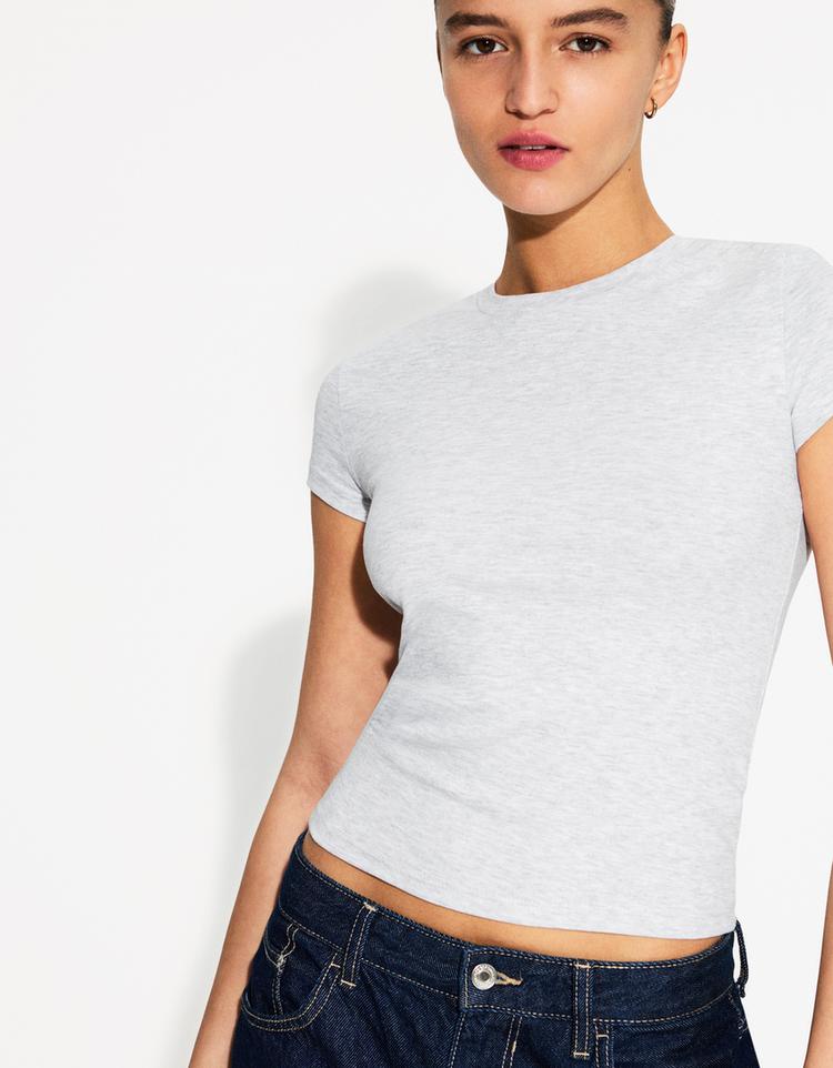 Kısa kollu bisiklet yaka t-shirt