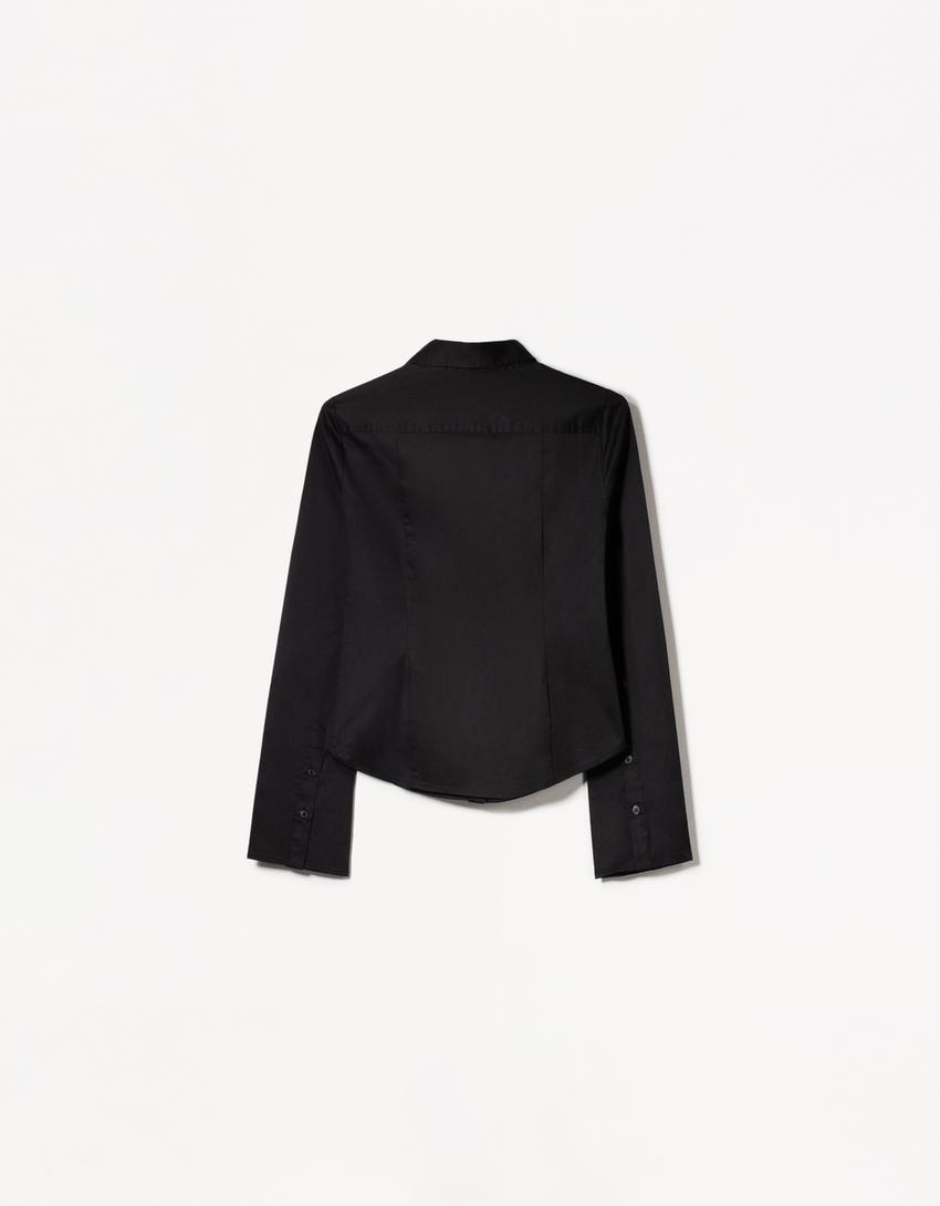 Fitted shirt with flared sleeves-Black