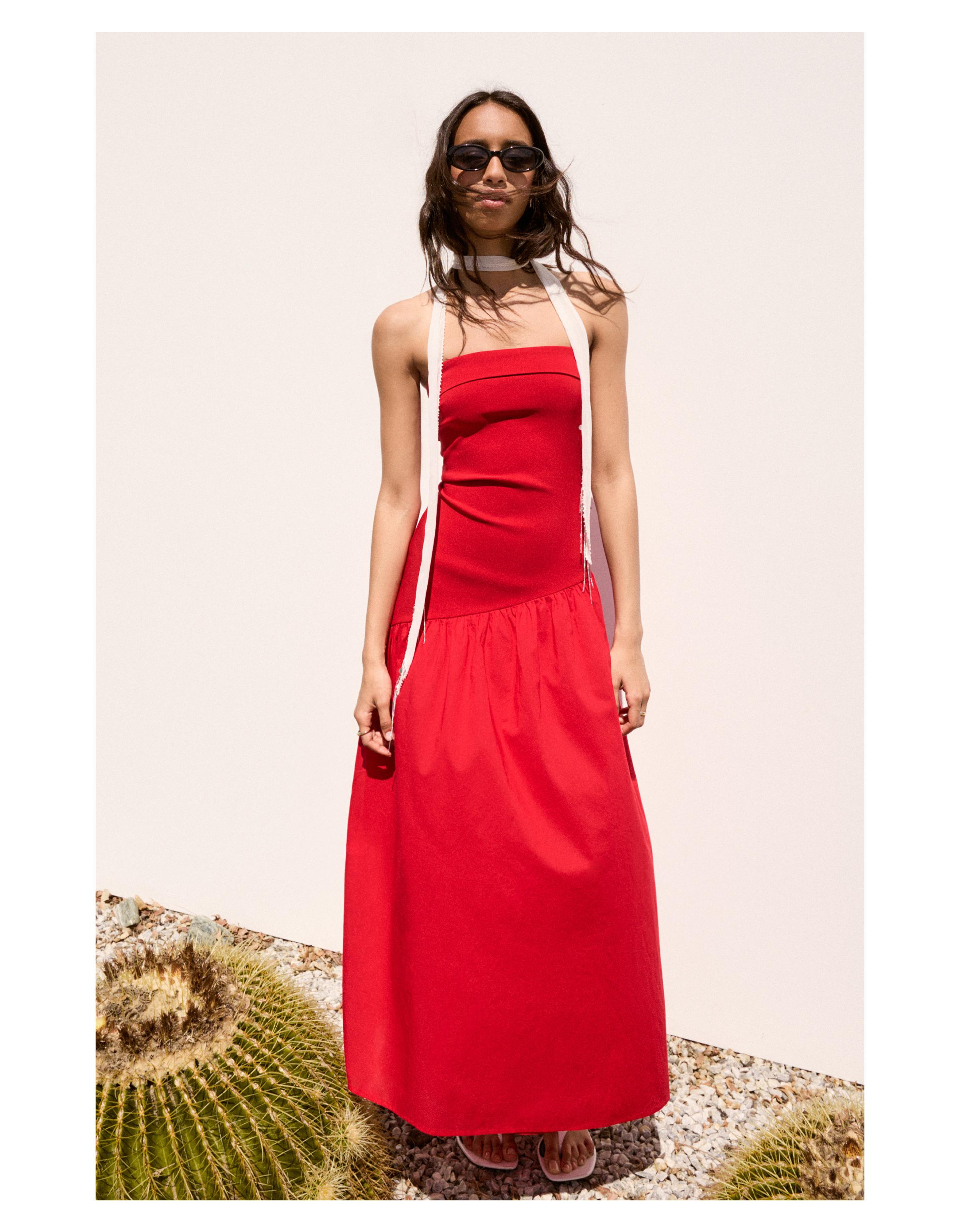 Bandeau midi dress — Red