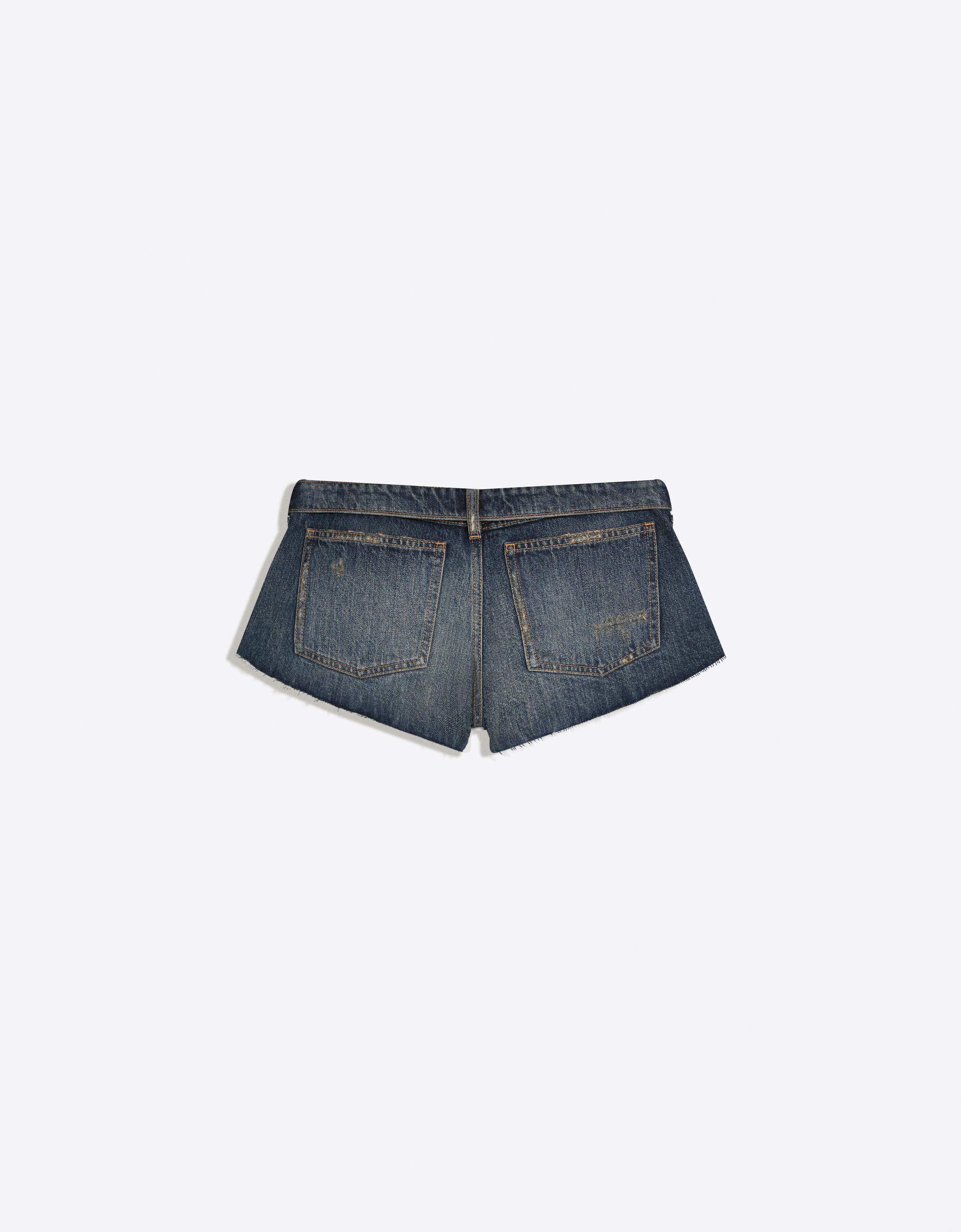 Mini denim shorts with folded waist