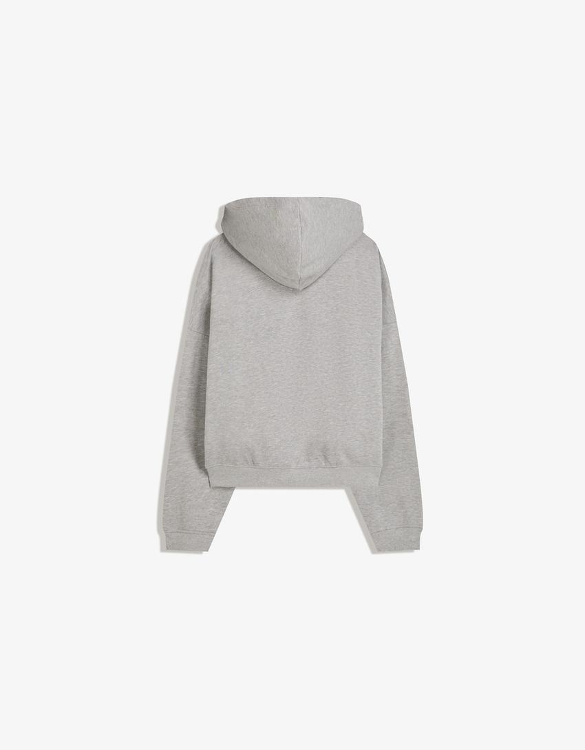 Sweatshirt capuz estampado-Cinza