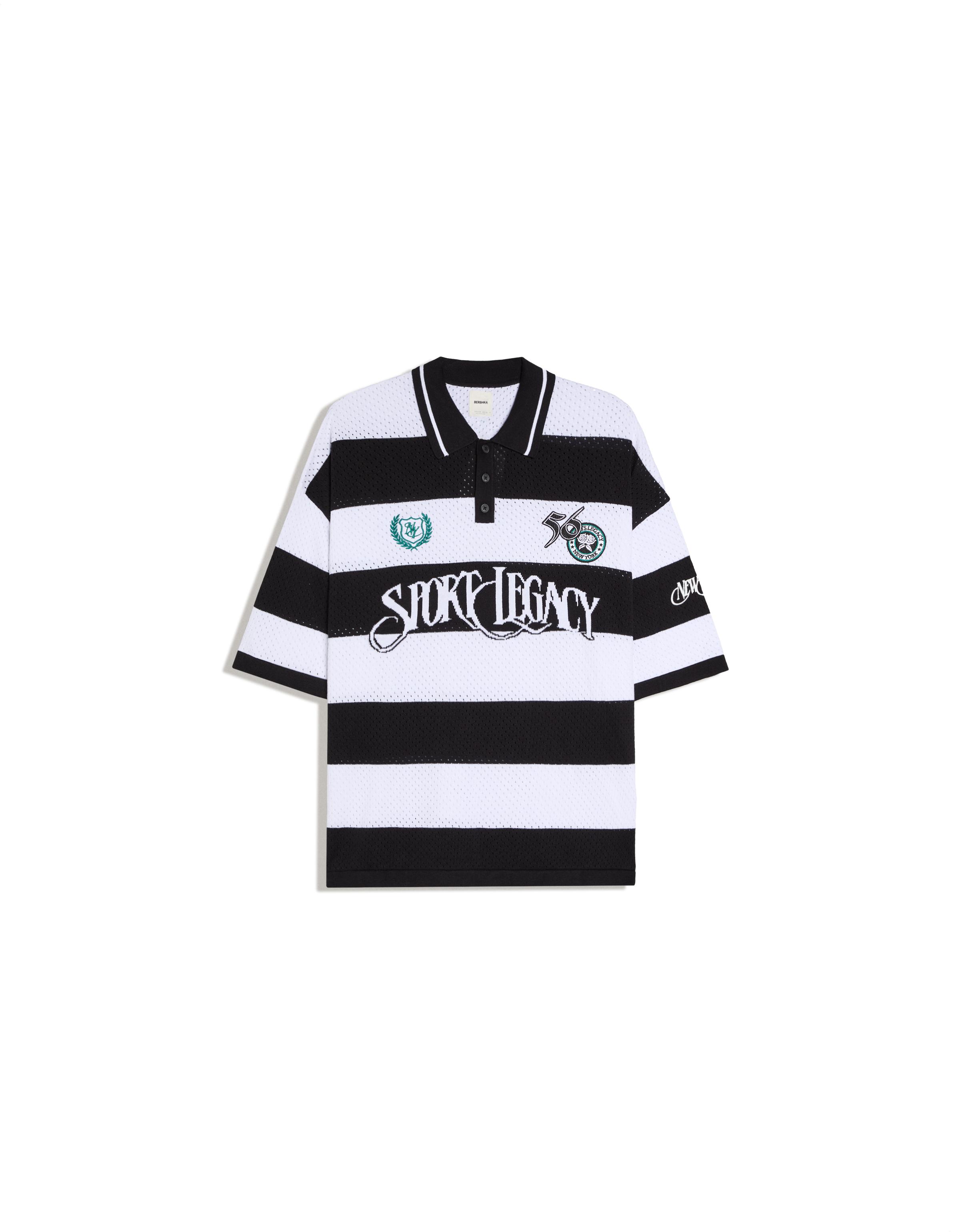 Short sleeve mesh polo shirt — White / Black