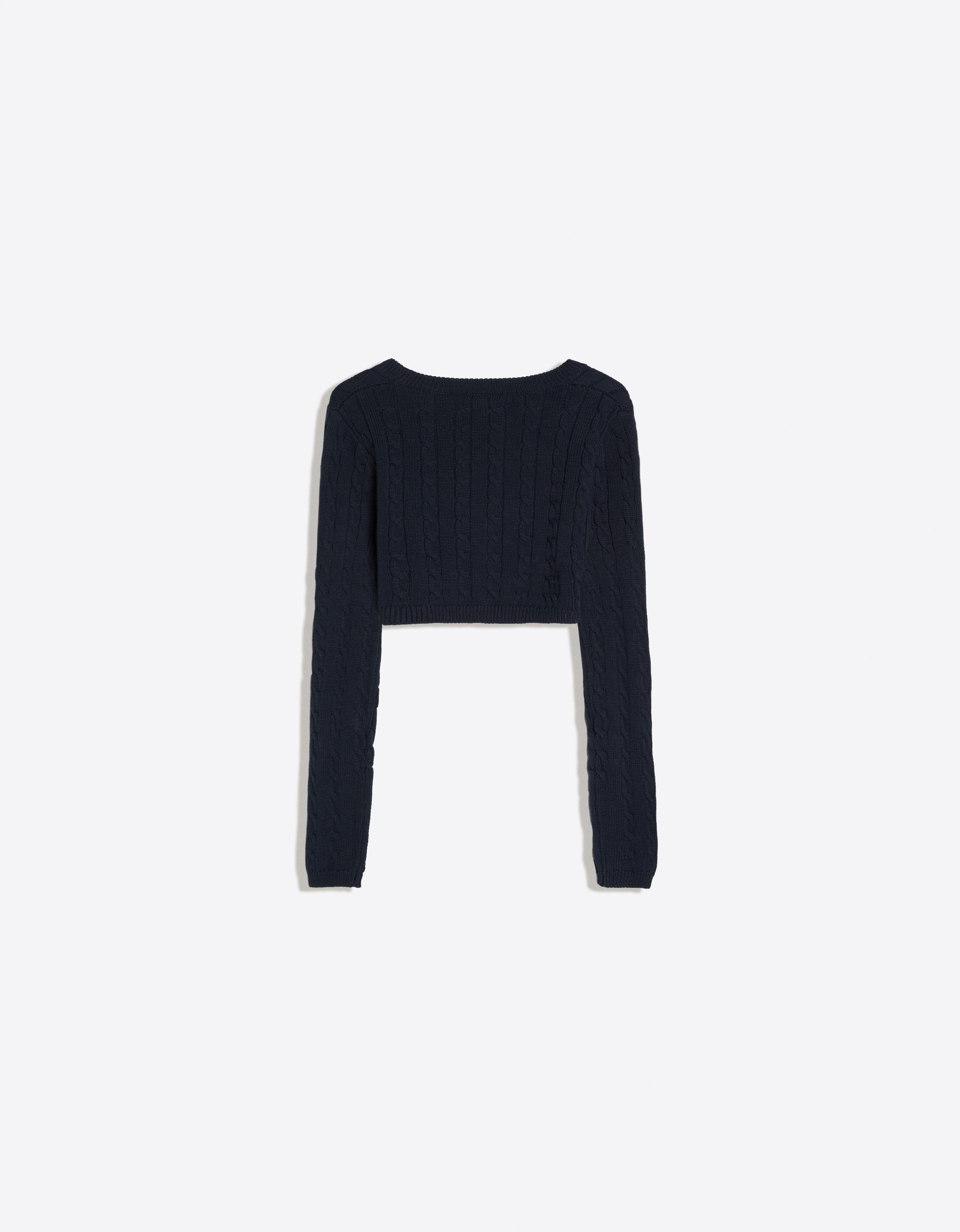 Cropped cable-knit cardigan — Navy