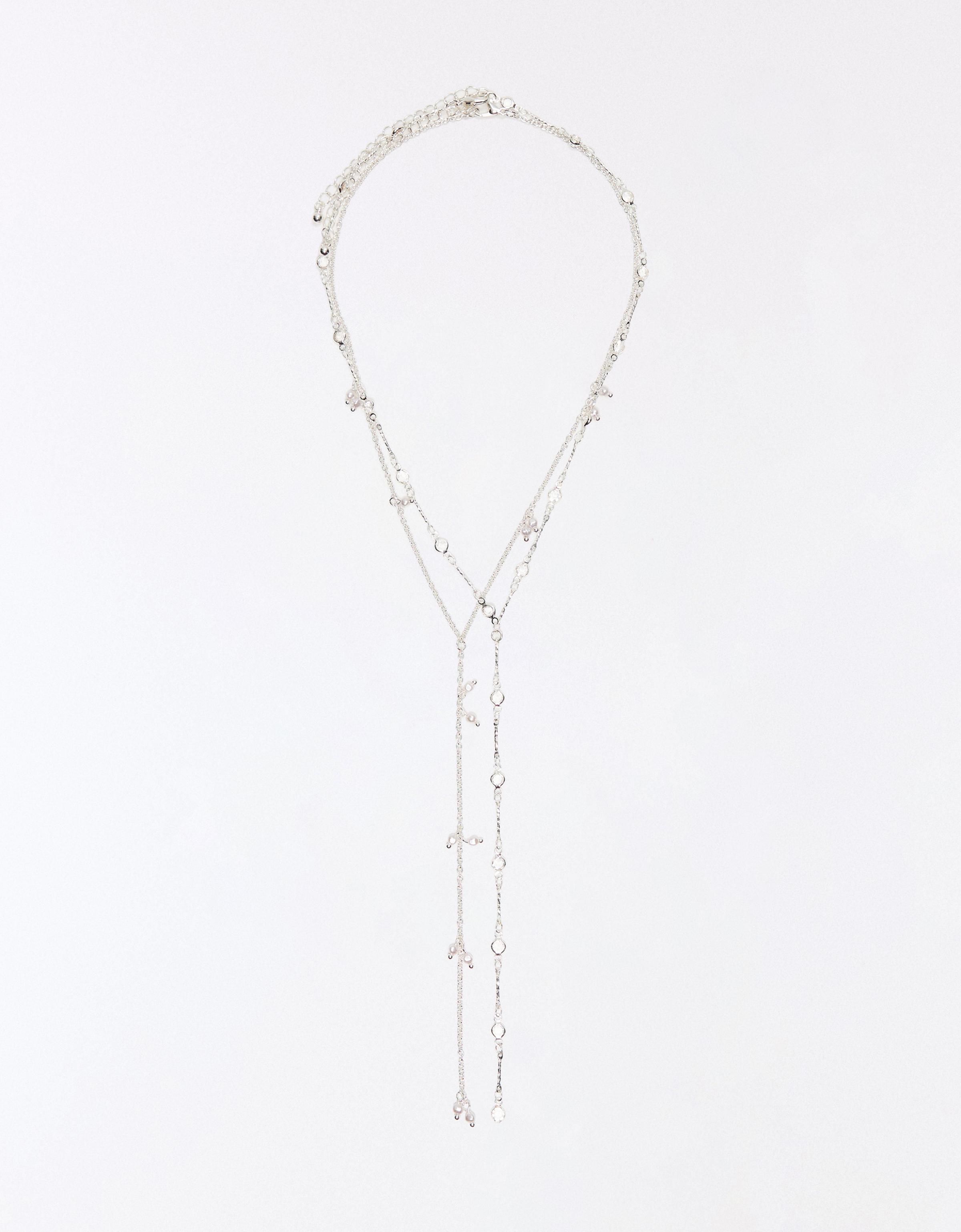 Beaded lariat chain pack — Silver