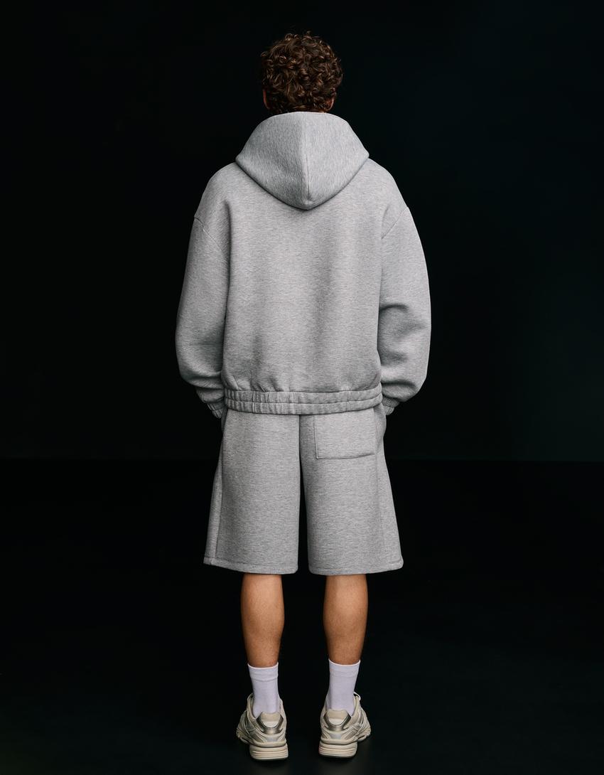 Bermuda effet néoprène oversize-Gris