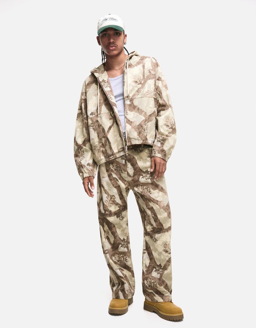 Baskılı baggy fit jean-Yeşil-3