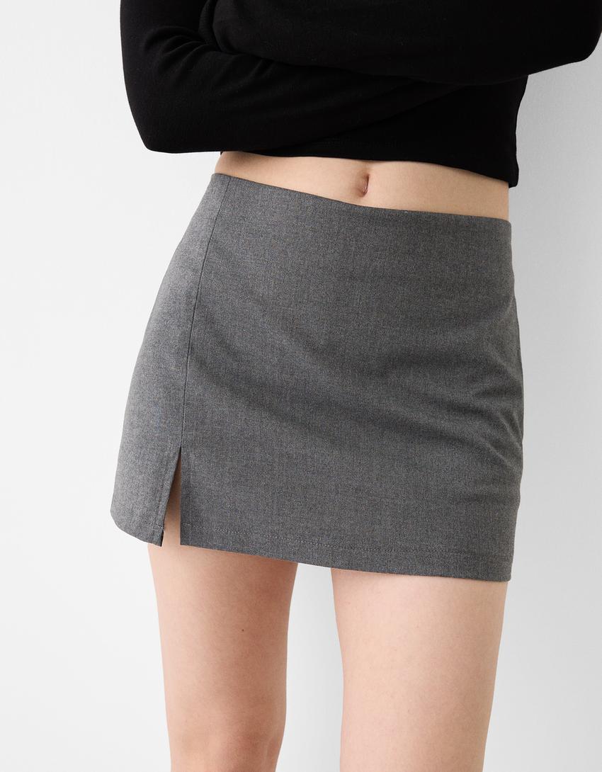 تنورة سكورت بقصة محبوكة-رمادي-3