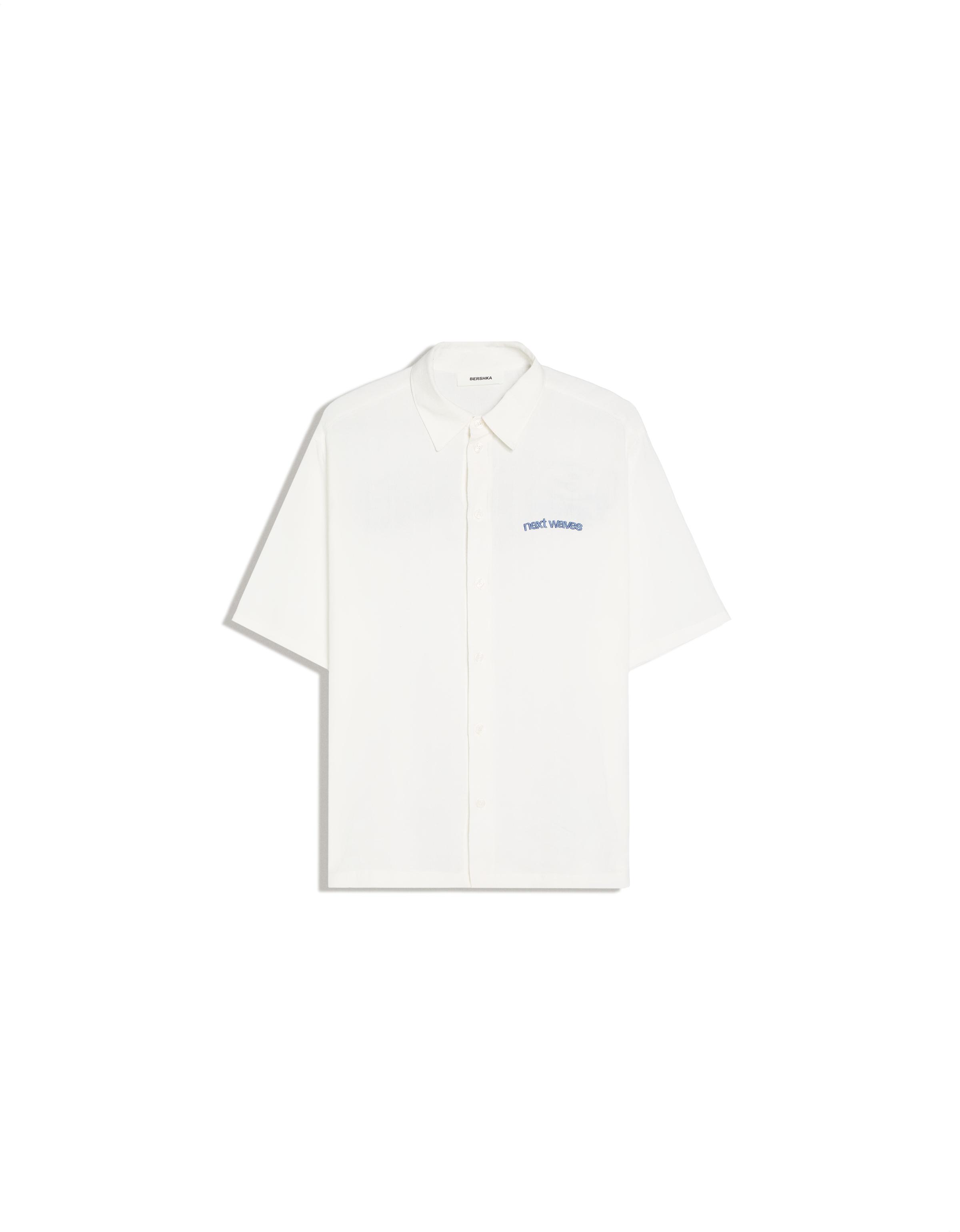 Short sleeve rustic print shirt — White