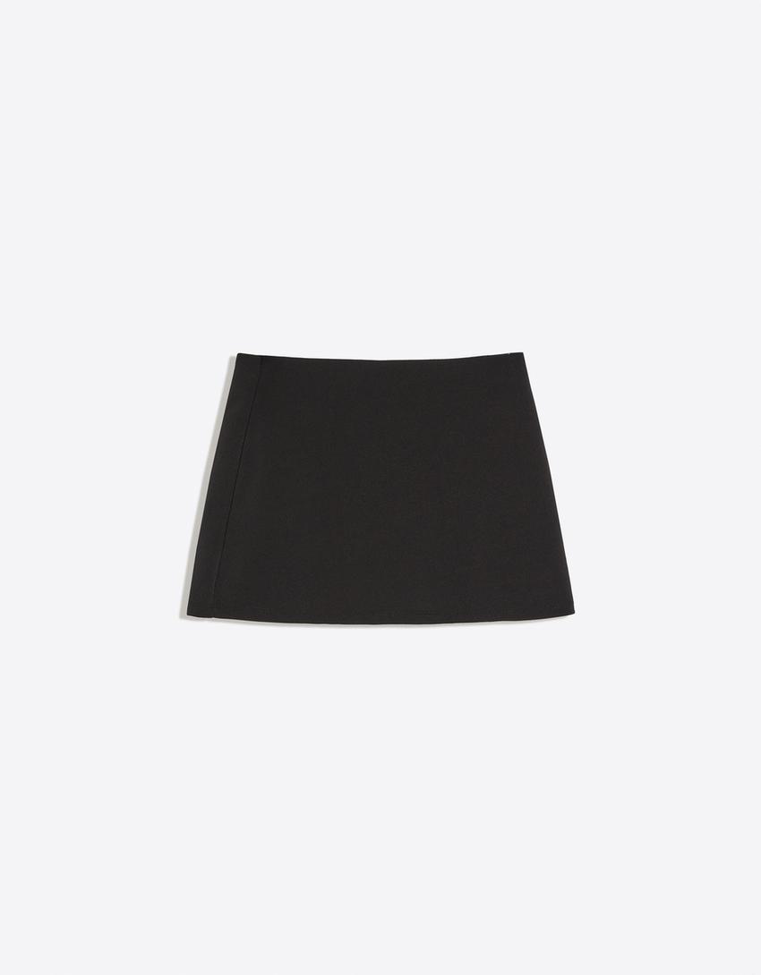 Minigonna con alamari-Nero