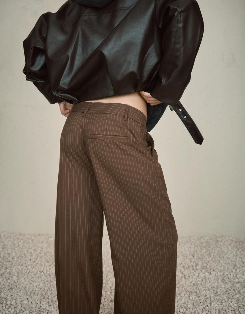 Pantalons tailored fit-Marró