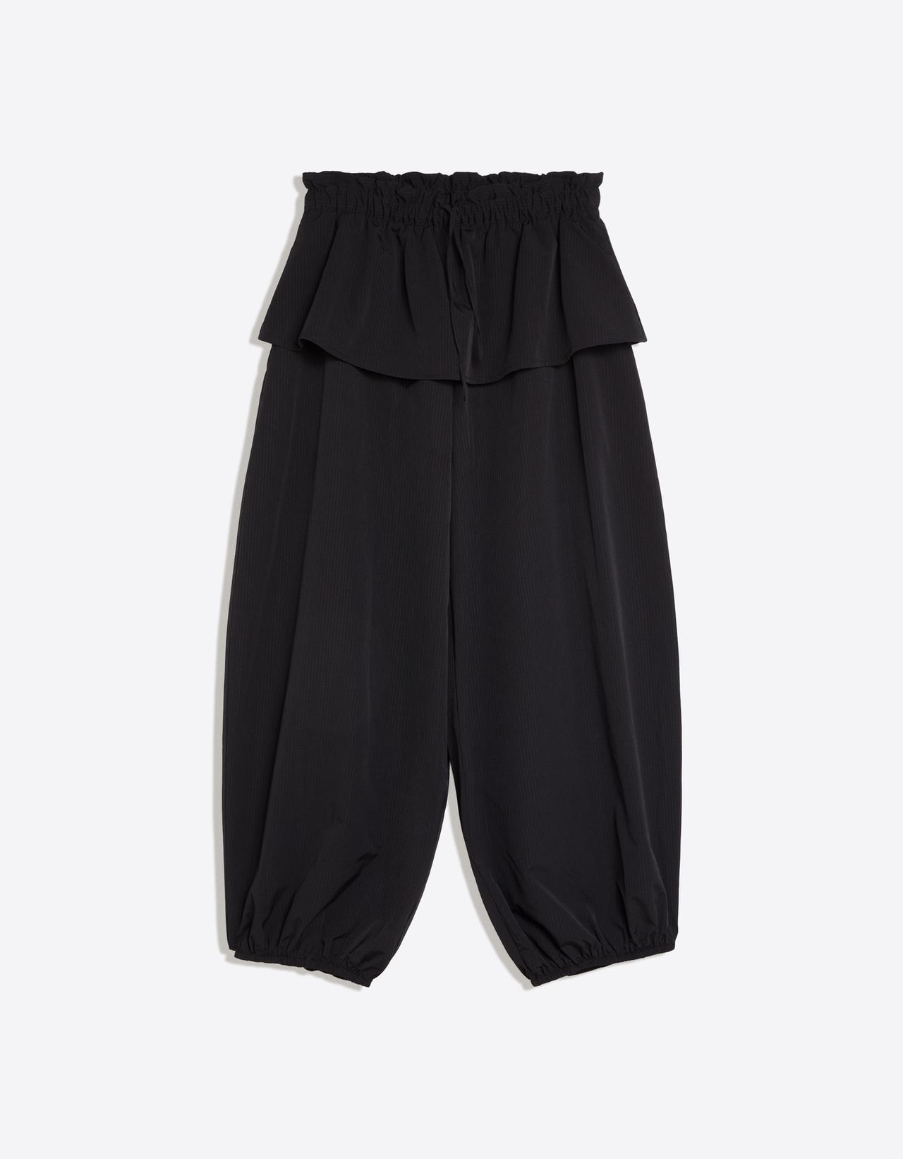 Technical trousers with peplum waist — Black