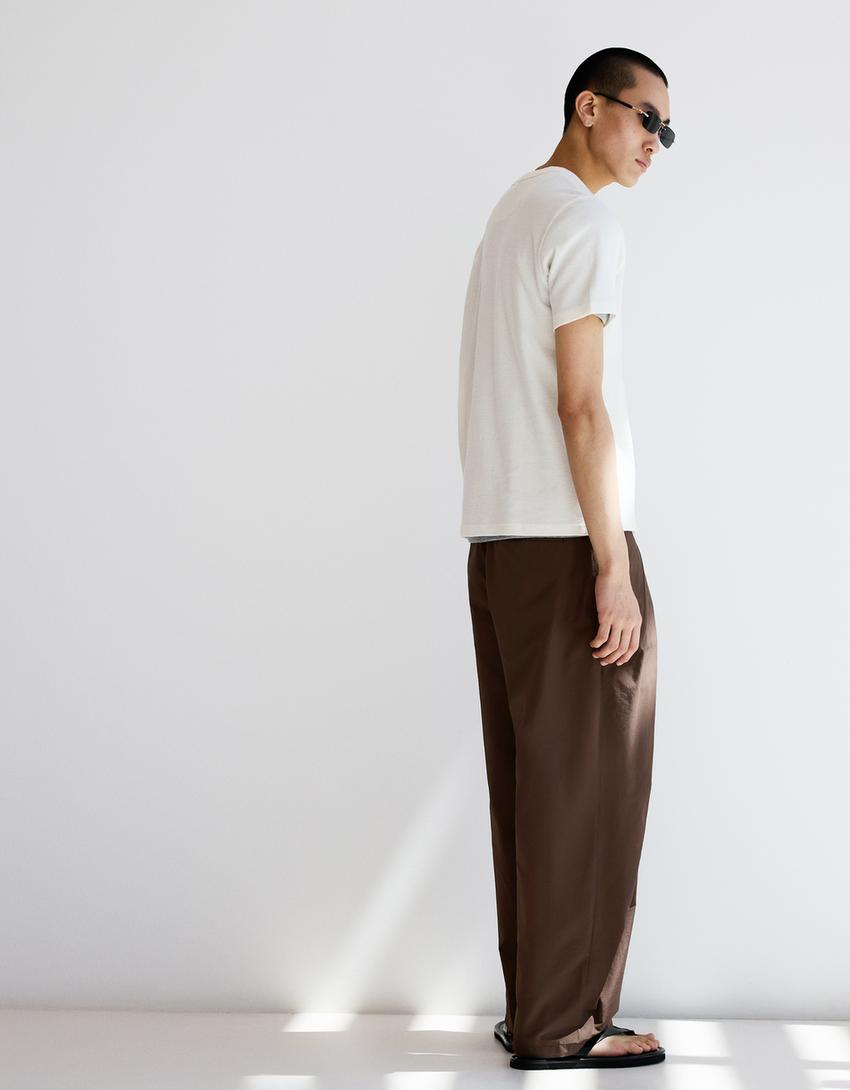 Super baggy crossover trousers-Brown